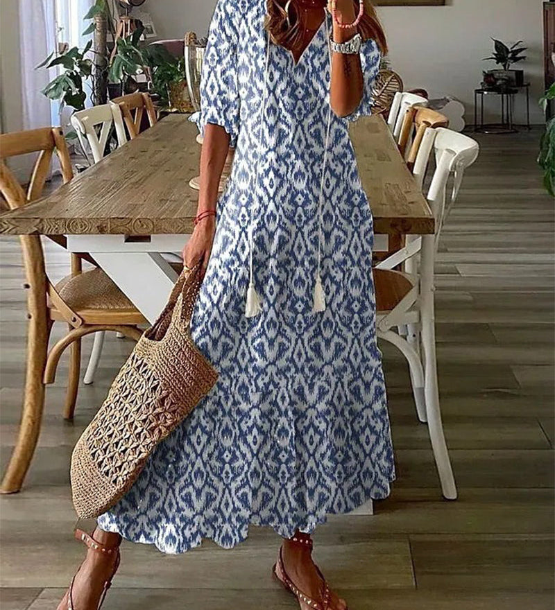 Michaela - Sukienka Boho z Zasłoniętym Brzuchiem