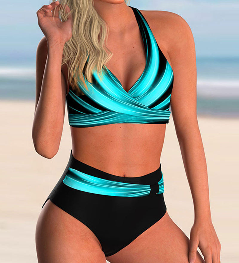 Liliana - Zestaw Bikini z Krzyżowym Dekoltem i Wzorem