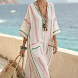Robe Caftan „Apolline” – Sable i Corail