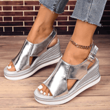 Baylie - Stylowe Sandały w Kolorze Metalicznym