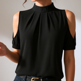 Joséphine™ | Elegancka czarna bluzka z rozciętymi rękawami