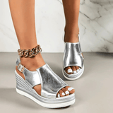 Baylie - Stylowe Sandały w Kolorze Metalicznym