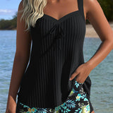 Lana® | Strój kąpielowy tankini w paski z krótkimi spodniami plażowymi