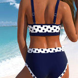 Liesbeth – Bikini z wysokim stanem w kropki z patchworkowym wzorem
