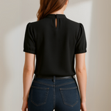 Joséphine™ | Elegancka czarna bluzka z rozciętymi rękawami