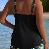 Lana® | Strój kąpielowy tankini w paski z krótkimi spodniami plażowymi
