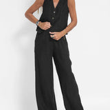 Aira - Zestaw Kamizelka Z Guzikami & Szerokie Spodnie