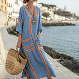 Rękaw Caftan "Sandrine" – Niebieski Pracowany