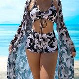 Luna® – Trzyczęściowy komplet bikini z nadrukiem
