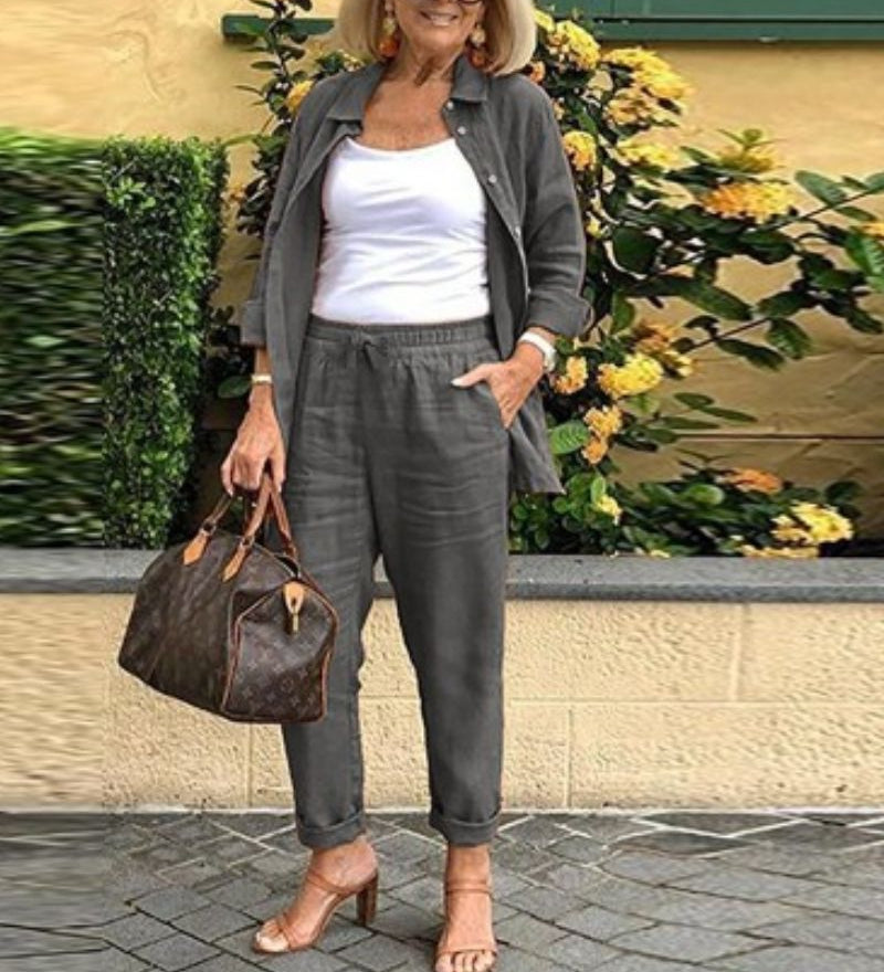 Martina - Zestaw Koszuli i Spodni z Lnu i Bawełny