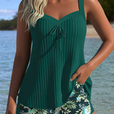 Lana® | Strój kąpielowy tankini w paski z krótkimi spodniami plażowymi
