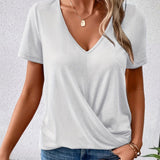 Lianna™ - T-shirt z dekoltem w serek i skręconym dołem