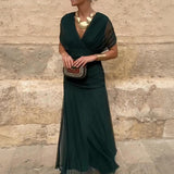 Louise™ | Elegancka Maxi Sukienka na Przyjęcie z Dekoltem w Serek