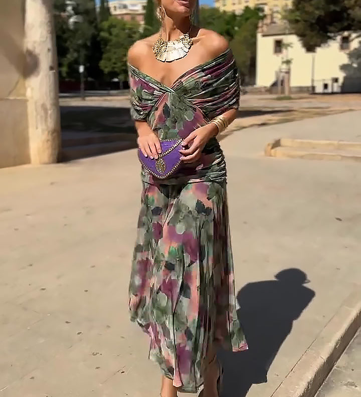 Louise™ | Elegancka Maxi Sukienka na Przyjęcie z Dekoltem w Serek