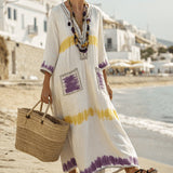 Sukienka Kaftan "Aimée" – Purpurowa i Mimosa