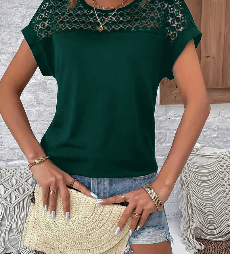 Lulu™ | T-shirt Chic z rękawami nietoperza w kolorze niebieskim