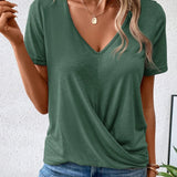 Lianna™ - T-shirt z dekoltem w serek i skręconym dołem