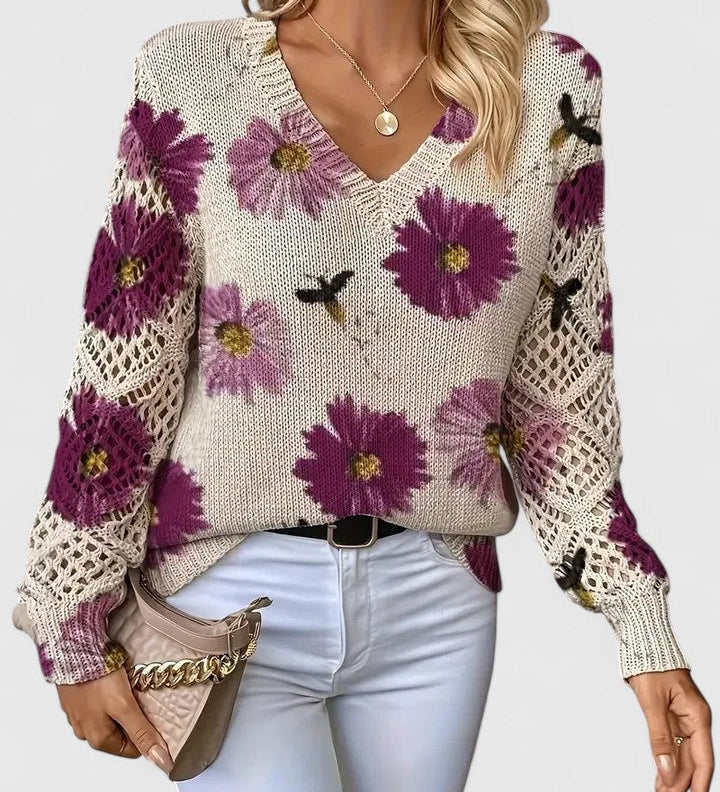 Aurélie™ | Elegancki sweter w kwiaty