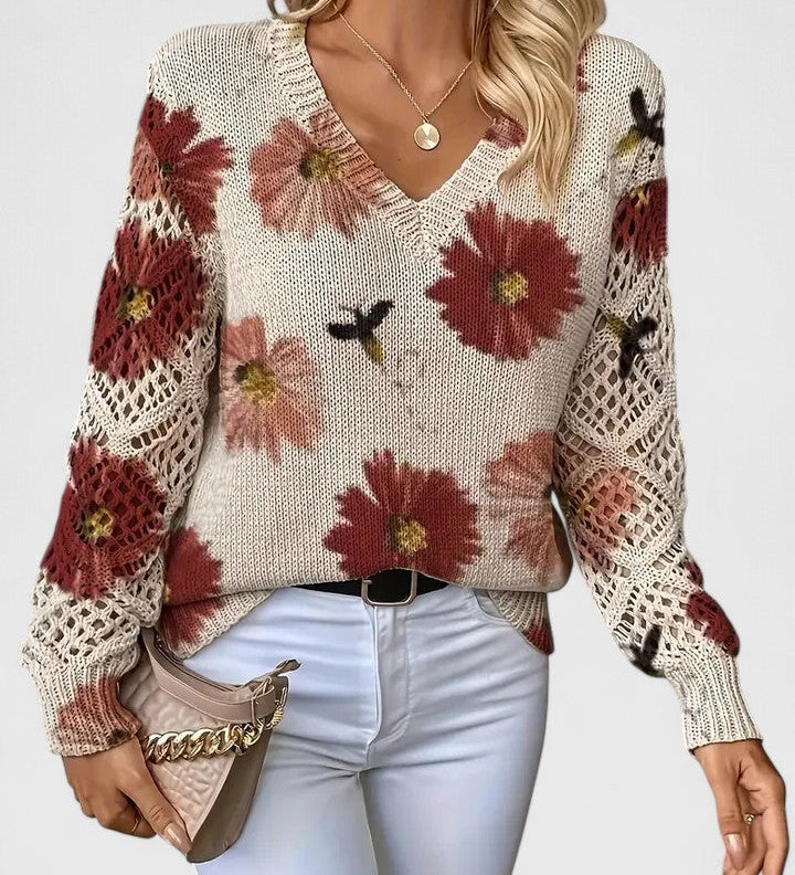 Aurélie™ | Elegancki sweter w kwiaty