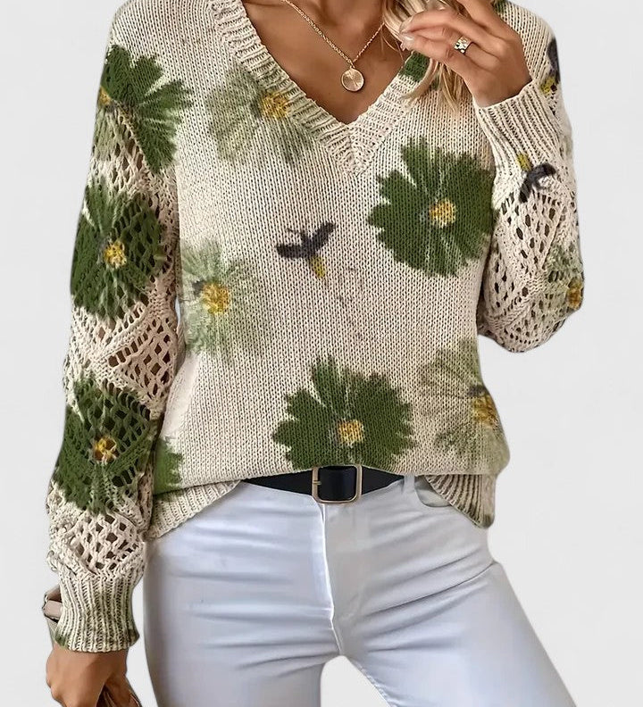 Aurélie™ | Elegancki sweter w kwiaty