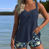 Lana® | Strój kąpielowy tankini w paski z krótkimi spodniami plażowymi