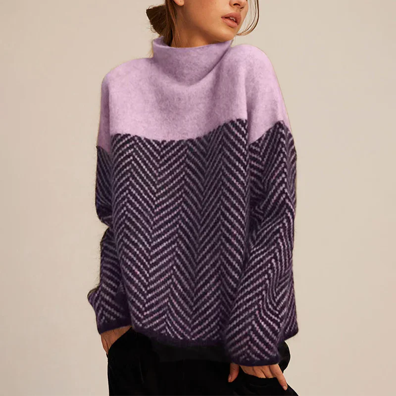 Celeste™ | Luksusowy Sweter z Kołnierzem i Wzorem Chevron