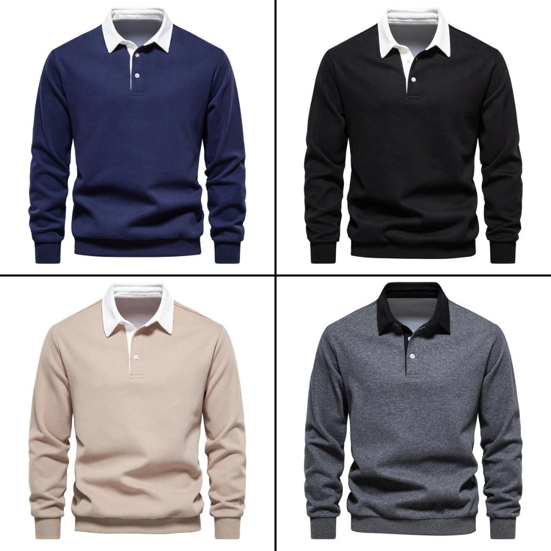 Luca™ | Sweter polo z długim rękawem