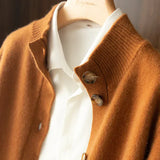 Margaux™ | Klasyczny kardigan z guzikami w kolorze camel