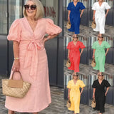 LYNORA | ELEGANCKA MIDI SUKIENKA Z DEKOLTEM W SERCIE