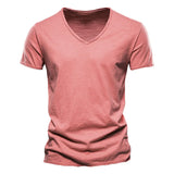 Juleas™ | T-shirt Jednolity z Dekoltem w Serek z Bawełny