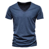 Juleas™ | T-shirt Jednolity z Dekoltem w Serek z Bawełny