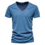 Juleas™ | T-shirt Jednolity z Dekoltem w Serek z Bawełny