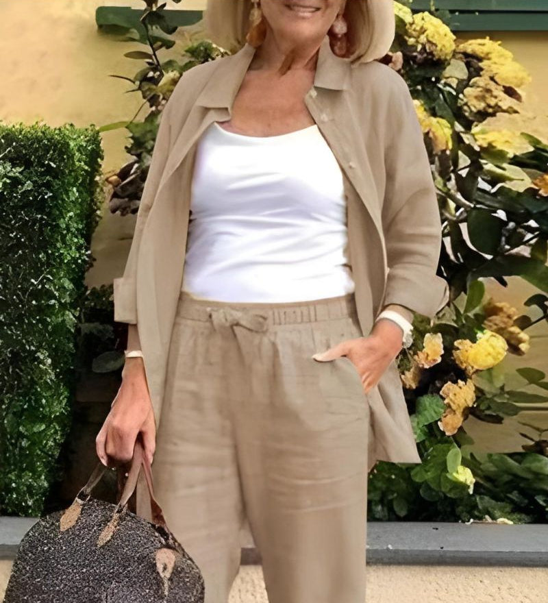 Martina - Zestaw Koszuli i Spodni z Lnu i Bawełny
