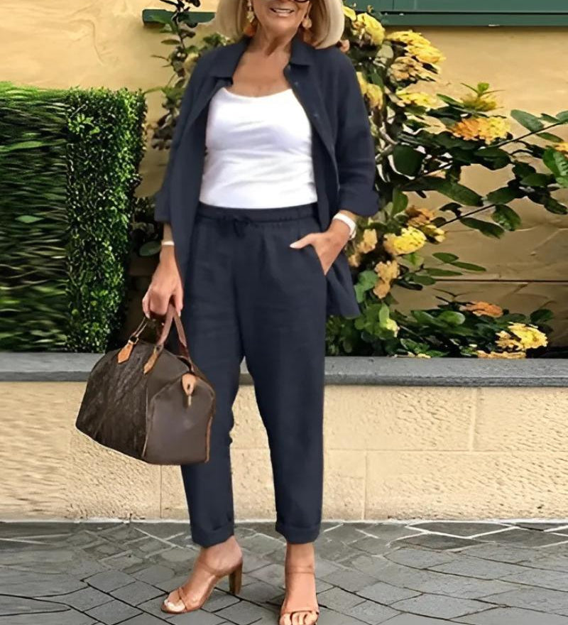 Martina - Zestaw Koszuli i Spodni z Lnu i Bawełny