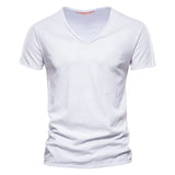 Juleas™ | T-shirt Jednolity z Dekoltem w Serek z Bawełny