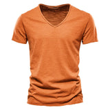 Juleas™ | T-shirt Jednolity z Dekoltem w Serek z Bawełny