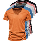 Juleas™ | T-shirt Jednolity z Dekoltem w Serek z Bawełny