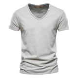 Juleas™ | T-shirt Jednolity z Dekoltem w Serek z Bawełny