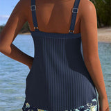 Lana® | Strój kąpielowy tankini w paski z krótkimi spodniami plażowymi