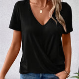 Lianna™ - T-shirt z dekoltem w serek i skręconym dołem